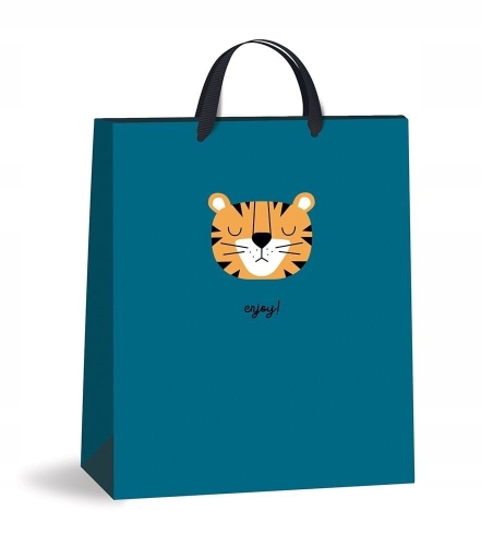 Torebka na prezent ozdobna Interdruk Tygrys 33x45x17 cm niebieska
