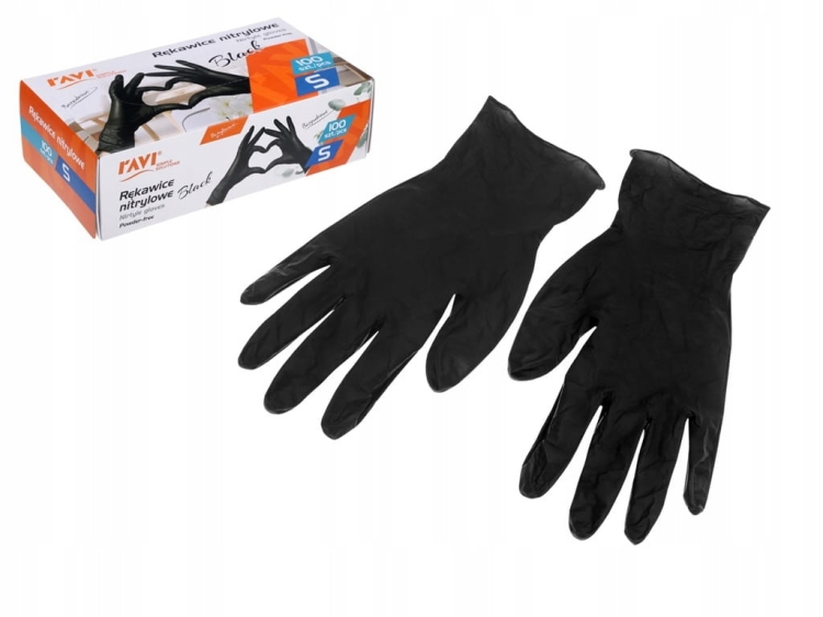 Ravi rękawice nitrylowe black S 100szt