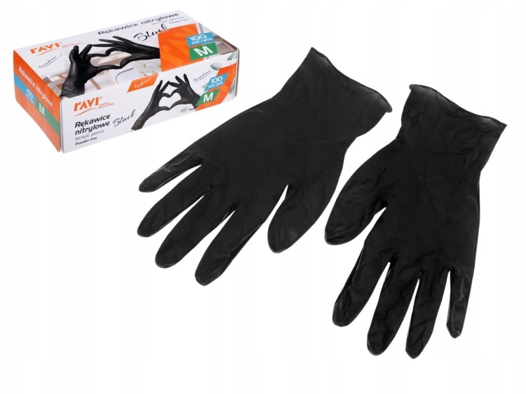Ravi rękawice nitrylowe black M 100szt