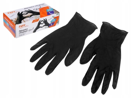 Ravi rękawice nitrylowe black L 100szt