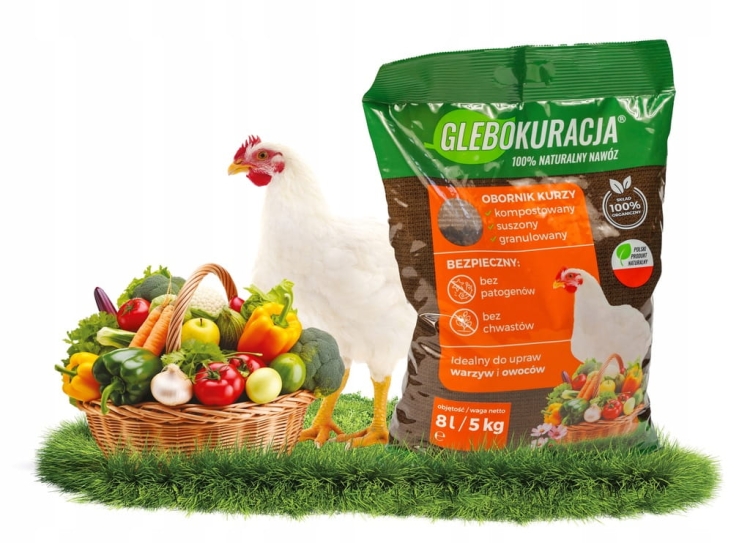 Obornik kurzy organiczny granulowany nawóz GLEBOKURACJA 8L HIT !