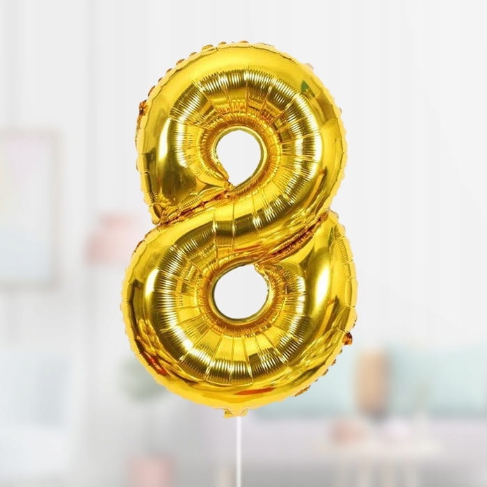 Balon foliowy cyfra 8 złota urodziny 82cm