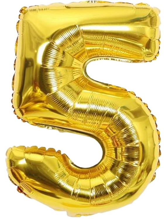 Balon foliowy cyfra 5 złota urodziny 60cm