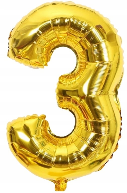 Balon foliowy cyfra 3 złota urodziny 60cm