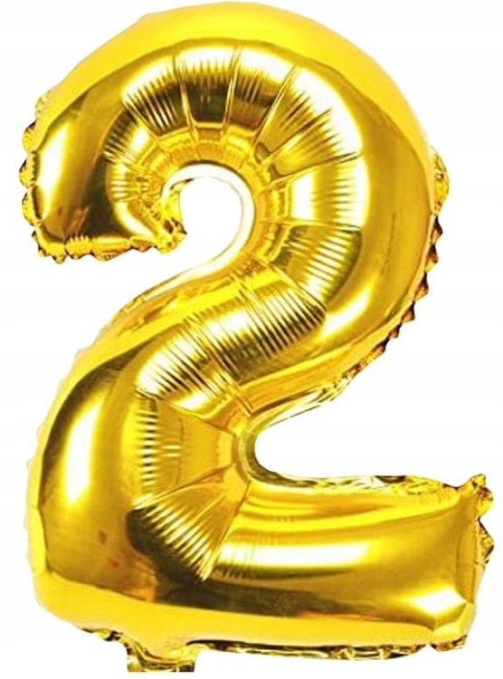 Balon foliowy cyfra 2 złota urodziny 60cm