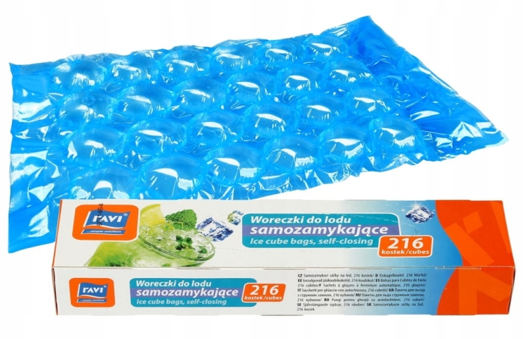 Woreczki do lodu Ravi okrągły 216 kostek samozamykające