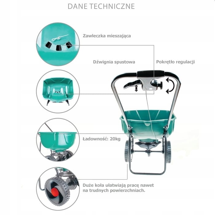 Siewnik ręczny do nawozu i nasion Khayner Garden Premium 27 l 300 cm