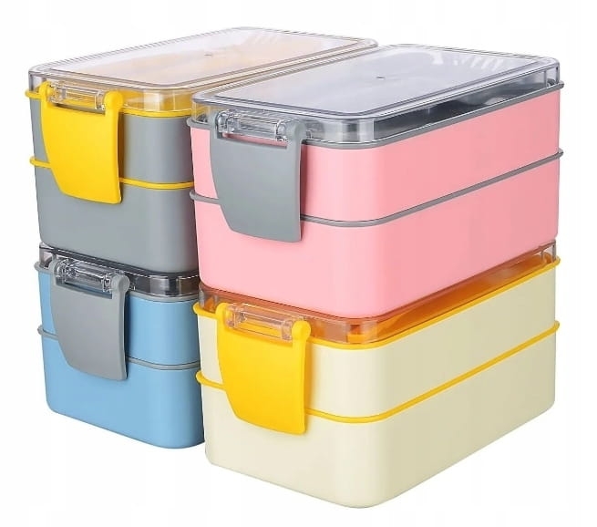 Pojemnik podwójny na lunch ze sztućcami