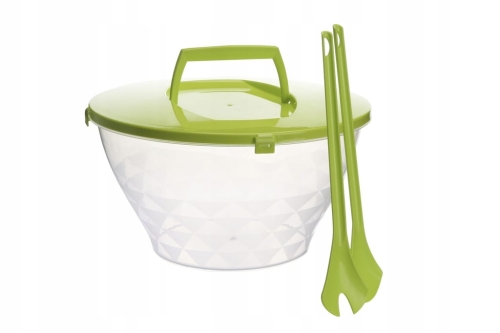 Miska do sałatek sałaty Galicja Kala biało-zielona z pokrywką 5 l 27,5 cm