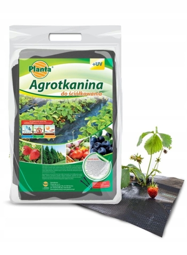 Agro włóknina czarna 1,6x5m mata na chwasty pod tuje kore kamienie 100g +uv