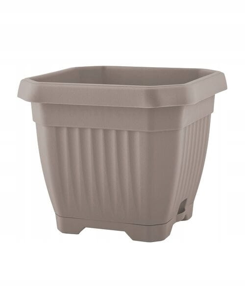 Doniczka z podstawką Octagon 25 x 25 cm beżowy