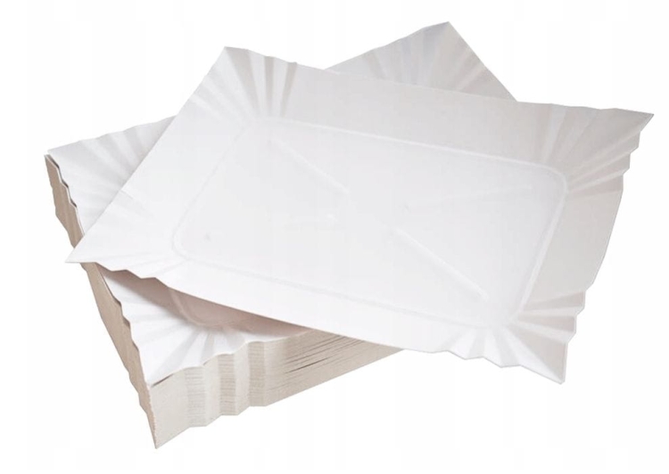 Tacki papierowe 14x20 białe 100 szt grill tacka jednorazowa papierowa