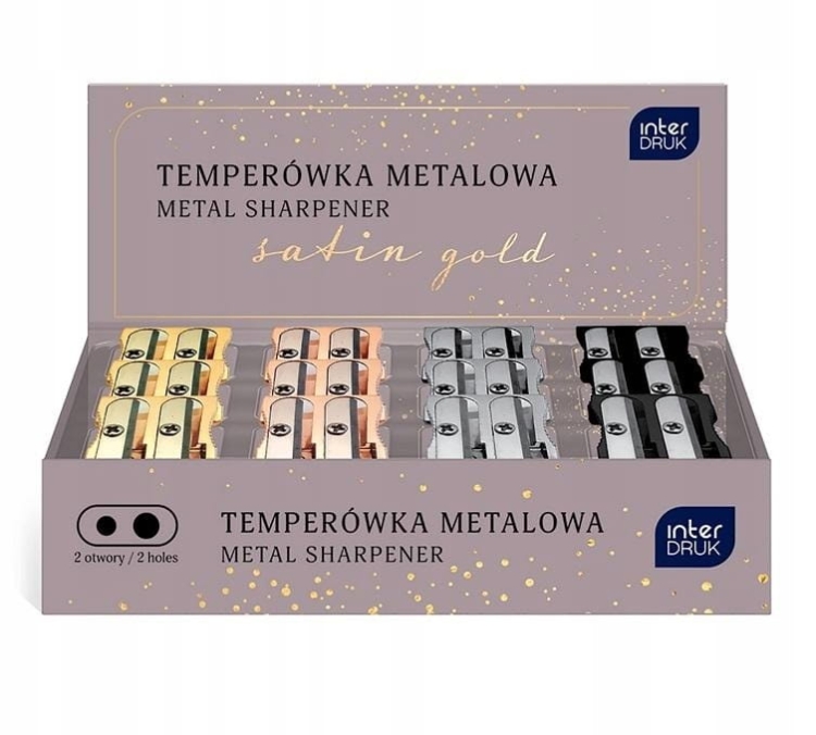Temperówka podwójna metal Satin Gold 24szt MIX kolorów