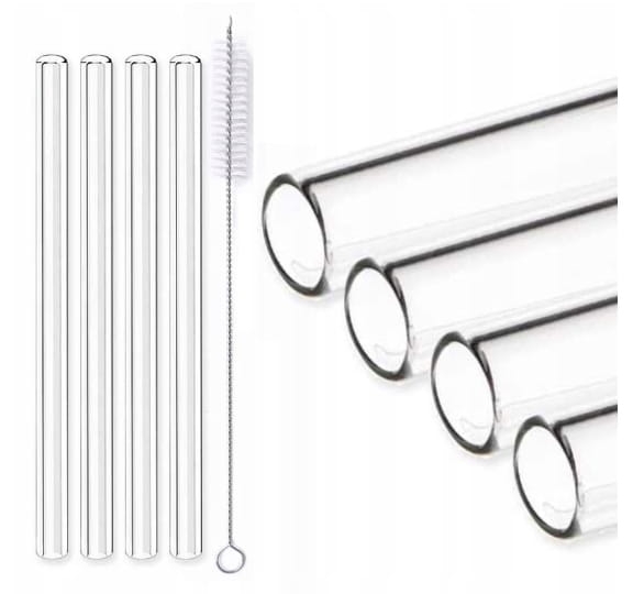 Słomki szklane rurki wielorazowe do picia 8 sztuk + czyścik ECO