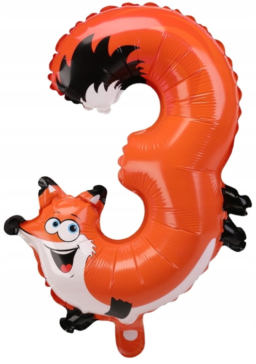 Balon foliowy urodziny party cyfra trójka 3 lis