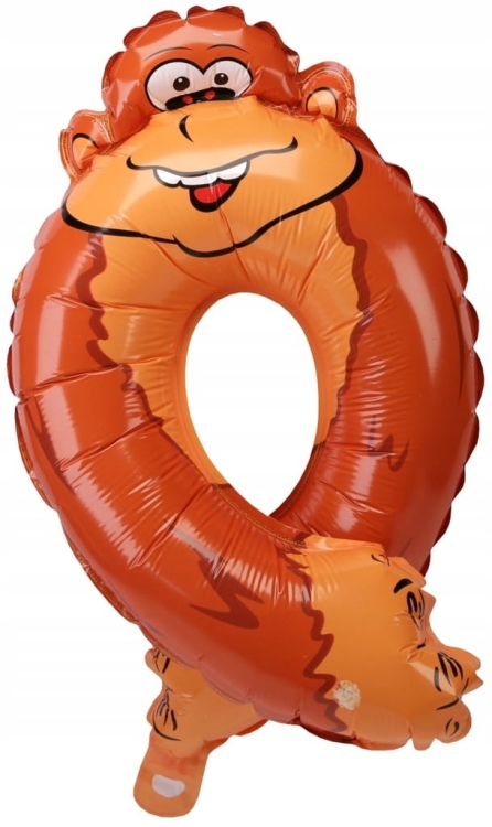 Balon foliowy urodziny party cyfra zero 0 małpka