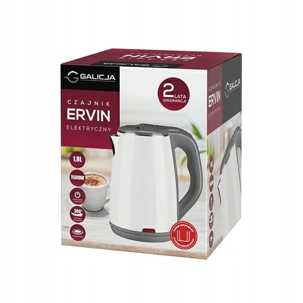Czajnik elektryczny stalowy Galicja 1,8 l biały