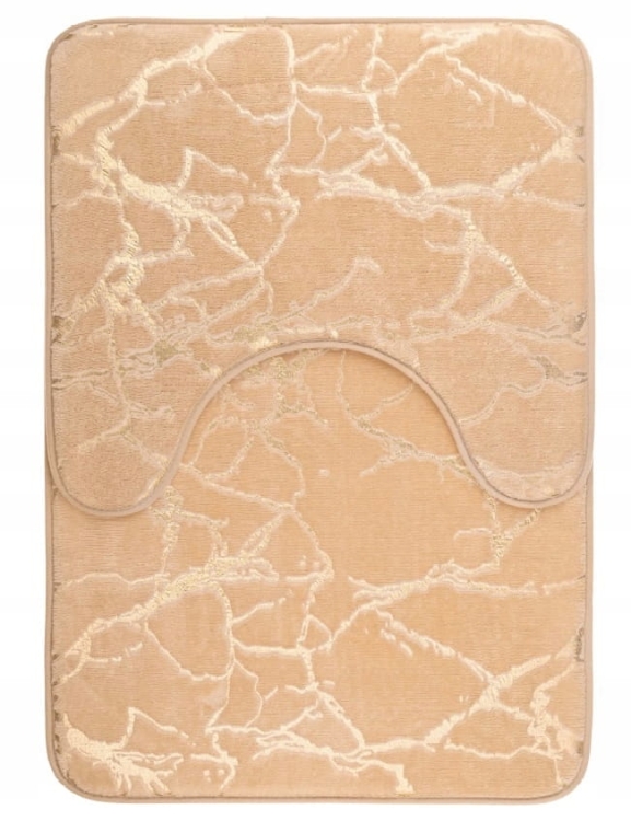 Dywaniki łazienkowe MARLENE kpl. 2 szt. beżowy stylowy złoty wzór miękkie