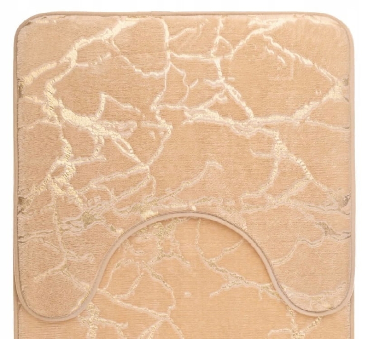 Dywaniki łazienkowe MARLENE kpl. 2 szt. beżowy stylowy złoty wzór miękkie