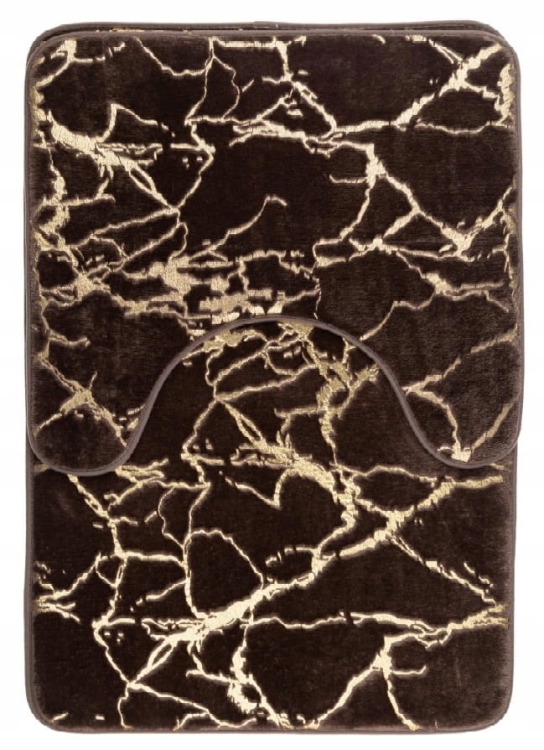 Dywaniki łazienkowe MARLENE kpl. 2 szt. brązowy stylowy złoty wzór miękkie