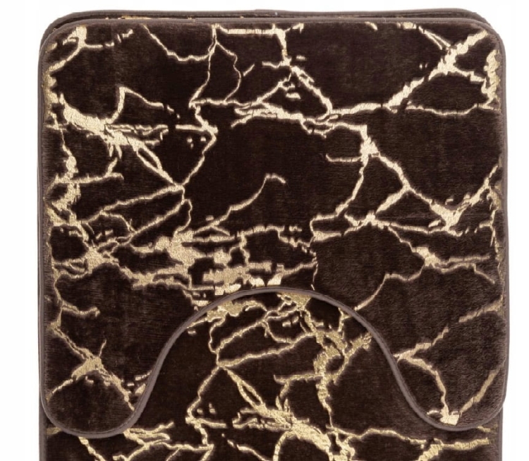 Dywaniki łazienkowe MARLENE kpl. 2 szt. brązowy stylowy złoty wzór miękkie