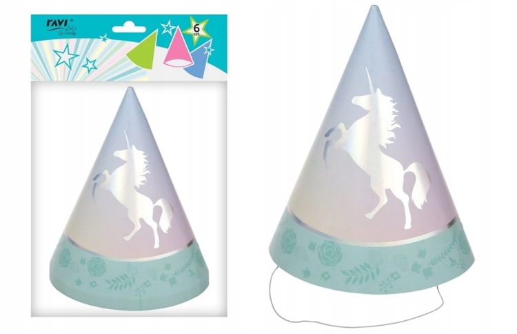 Czapeczki papierowe unicorn jednorożec urodziny 6szt