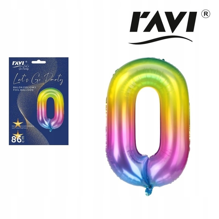 Balon foliowy na hel cyfra 0 kolor 86cm