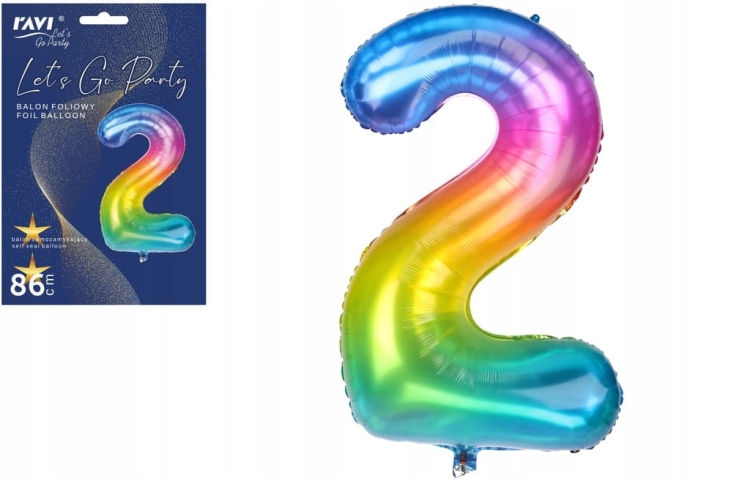 Balon foliowy na hel cyfra 2 kolor 86cm