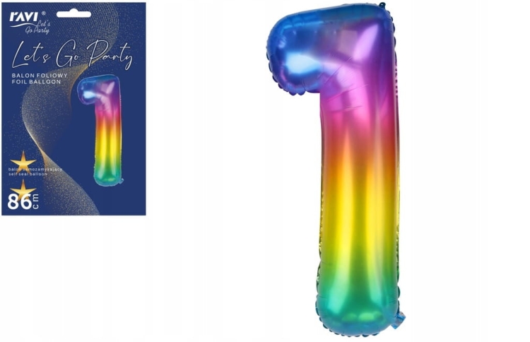 Balon foliowy na hel cyfra 1 kolor 86cm