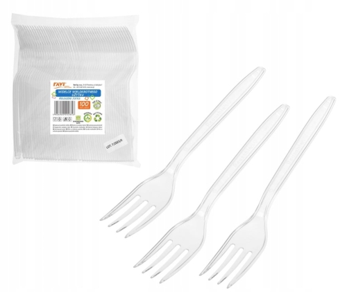 Widelce wielokrotnego użytku Ravi plastik 100szt