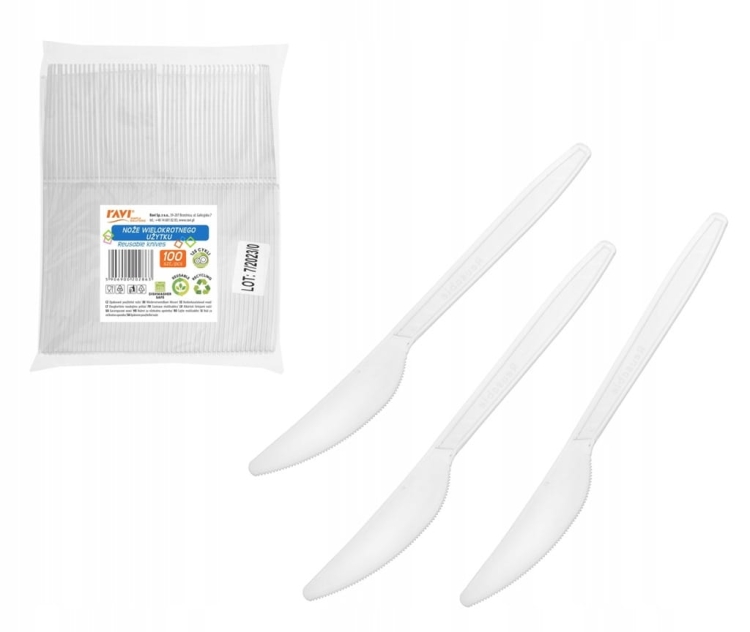Noże wielokrotnego użytku Ravi plastik 100szt