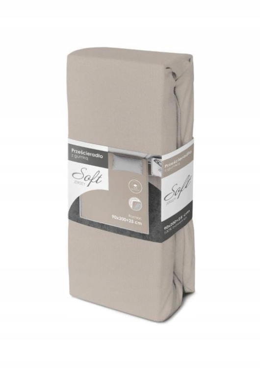 Prześcieradło jersey soft z gumką 90x200 +25 cm szary
