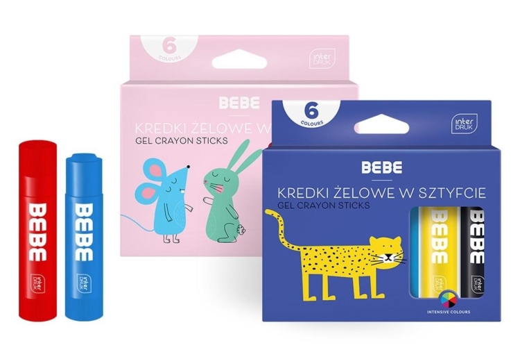 Kredki żelowe Interdruk 6 szt. mix wzorów