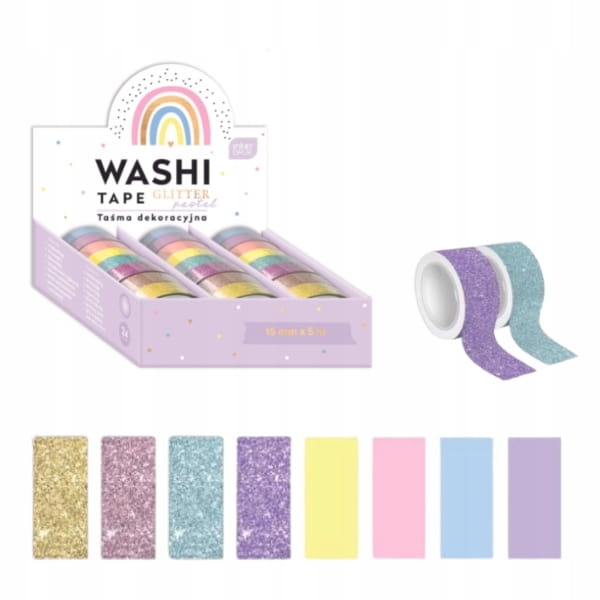 Zestaw taśm dekoracyjnych Washi Glitter Pastel Interdruk