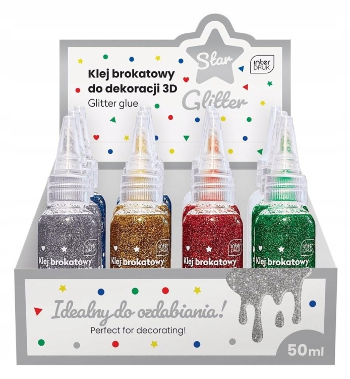 Klej do dekoracji brokatowy 50ml Star MIX kolorów 1szt.