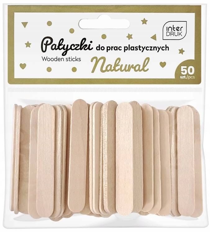 Patyczki drewniane do prac plastycznych Interdruk 65x10x2 mm 50 szt.