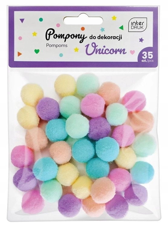 Pompony Do Dekoracji Unicorn 35 Sztuk Interdruk