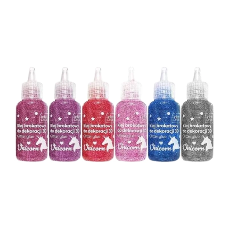 Klej Brokatowy 3D Unicorn Szary 20ml Interdruk MIX kolorów