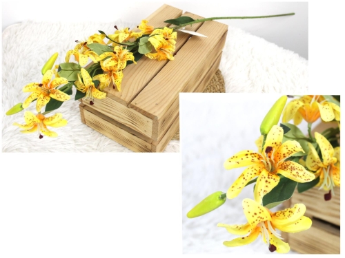 Kwiat Lilia wys. 90 cm (kwiat 7x3 cm + pąki) Pomarańczowo-Żółta