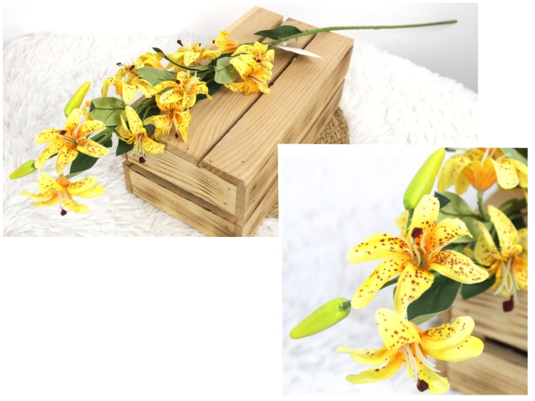 Kwiat Lilia wys. 90 cm (kwiat 7x3 cm + pąki) Pomarańczowo-Żółta