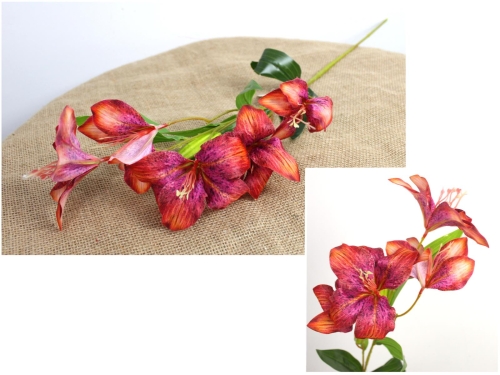 Kwiat Lilia 3D PrintT wys. 73 cm (5 kwiatów 10x6 cm, 2 pąki)