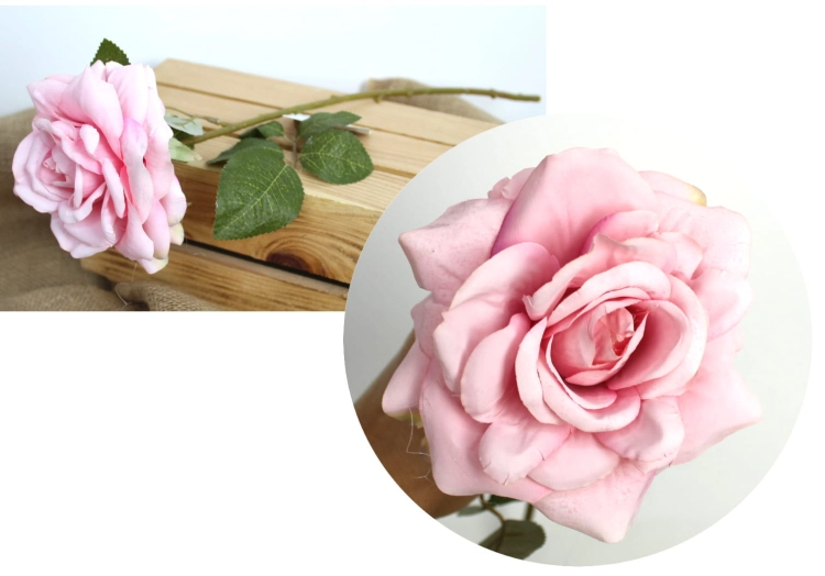 Kwiat pojedynczy Róża wys. 50 cm (kwiat 12 cm) różowa jasna