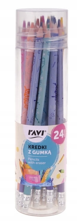 Kredki dla dzieci pastelowe z gumką Ravi 24 szt.