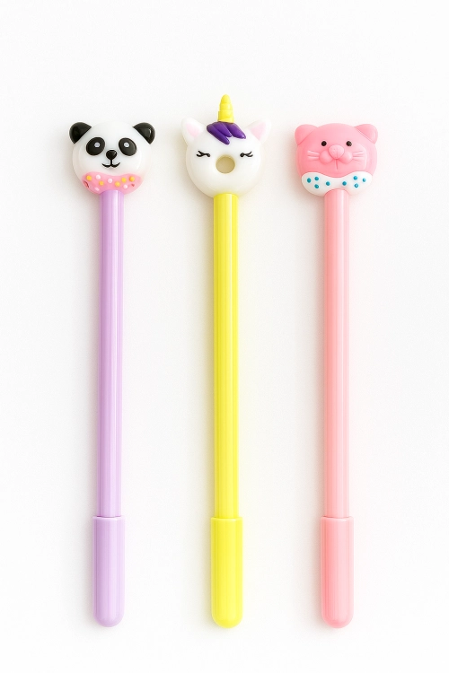 Długopis żelowy zestaw 3 szt. dla dzieci dinozaury donaty MIX wzorów