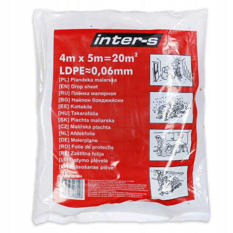 Motive folia malarska budowlana 20 m² (4x5 m) 60 mikronów – czarna, mocna i elastyczna