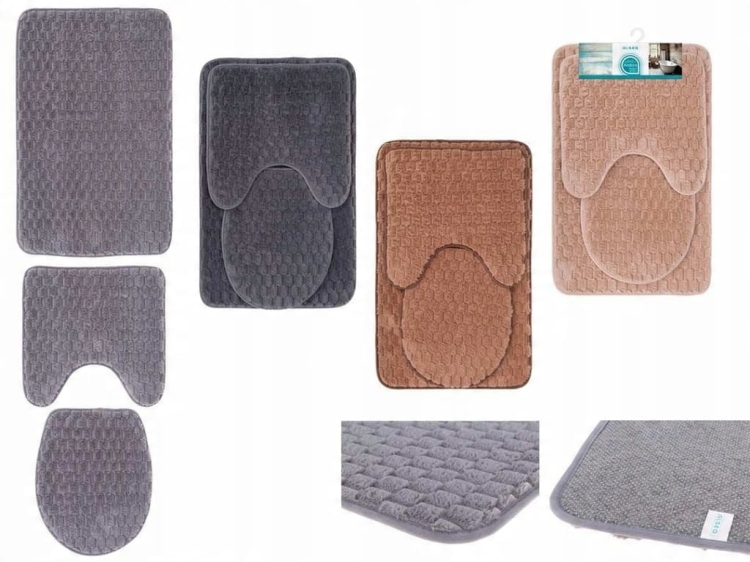 DYWANIK ŁAZIENKOWY WC 3-ELEMENTOWY MATA ANDORA BRĄZ