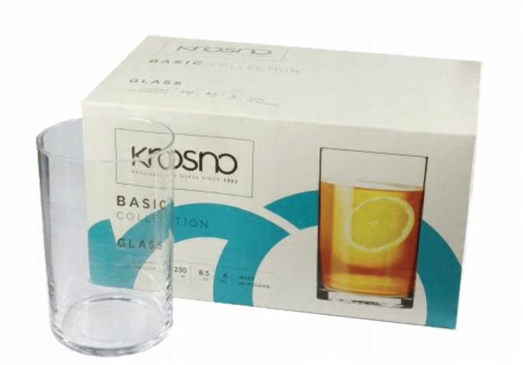 Szklanki do herbaty Basic Krosno 6 szt. 250 ml – nowoczesny, prosty design