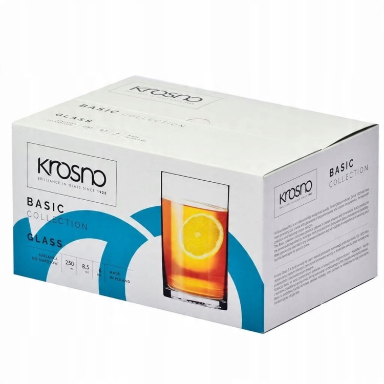Szklanki do herbaty Basic Krosno 6 szt. 250 ml – nowoczesny, prosty design