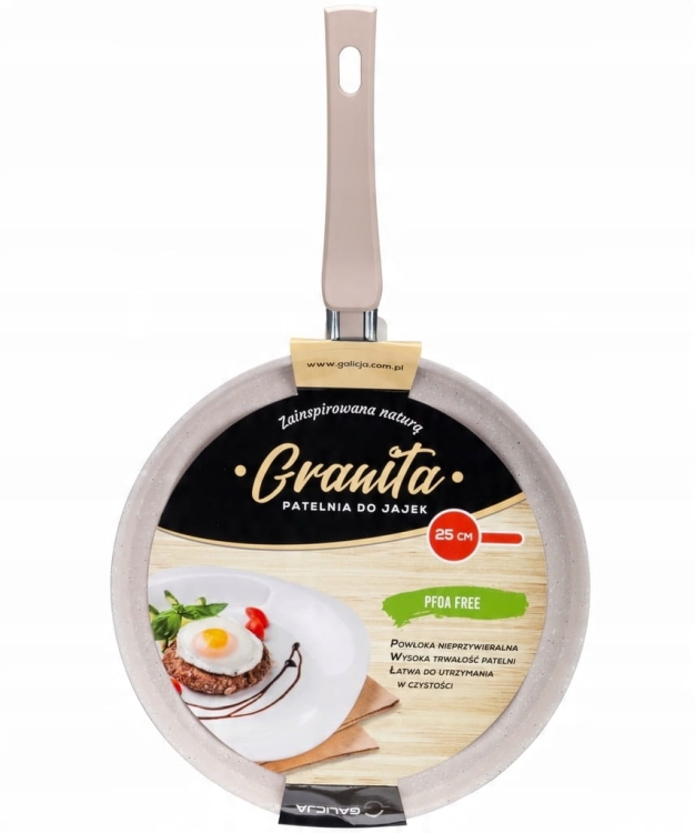 Patelnia do jajek 25 cm Granita Galicja – aluminiowa z powłoką teflonową, beżowa