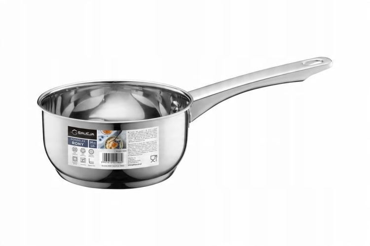 Mały garnek rondelek RONY 14 cm – stal nierdzewna, pojemność 1 l | Galicja